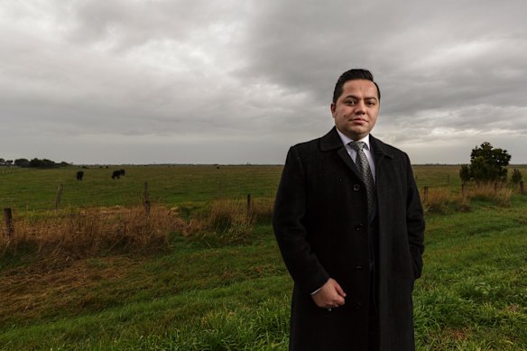 Alande Mustafa Safi in 2017 at the site of the proposed new airport south-east of Melbourne.  