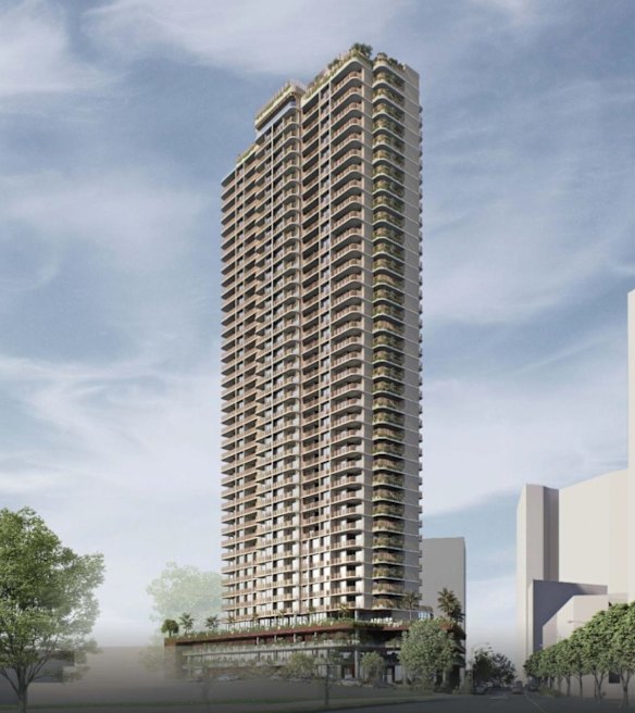 Pellicano Living’s plans for a 41-storey build-to-rent development at 55 Boundary Street, South Brisbane. 