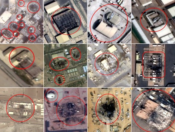 Left to right from top: Naval Support Activity Bahrain, Isa Air Base, Riffa Air Base, Erbil International Airport, Harir Air Base, Ali al-Salem Air Base, Camp Arifjan, Camp Buehring, Shuaiba Port, al-Udeid Air Base, Prince Sultan Air Base, al-Dhafra Air Base.