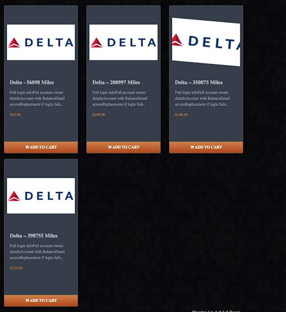  Airline darkweb chatter shows how stolen air miles are sold by scammers. 
