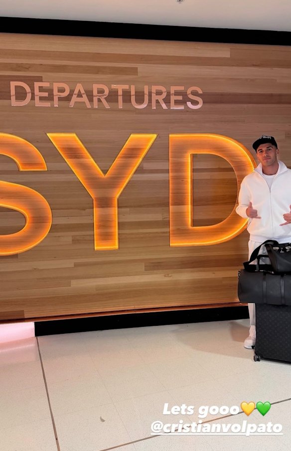 Cristian Volpato departs Sydney, bound for the Socceroos’ World Cup camp. 