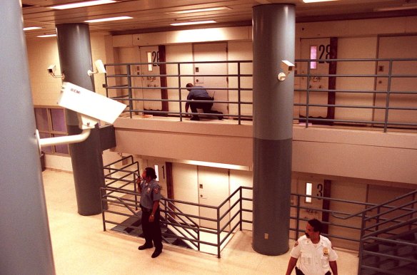 Inside a housing unit at Rikers Island.