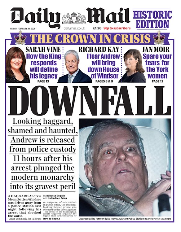 The front page of Friday’s Daily Mail.