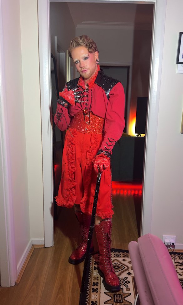 Newcastle hair salon owner Jarrod Layer, 31, took inspiration from the costume Gaga wears to open The MAYHEM Ball for his own outfit.