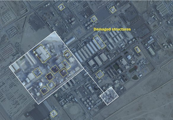 Damage to Camp Arifjan in Kuwait visible on March 4.