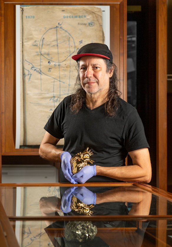 Artist Archie Moore with his work Heart of Gold 1.