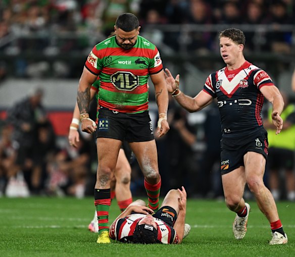 Latrell Mitchell irons out Toby Rodwell