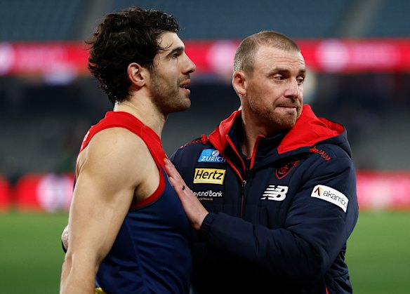  Simon Goodwin (right) is gone, but what happens with Christian Petracca from here remains a point of interest.