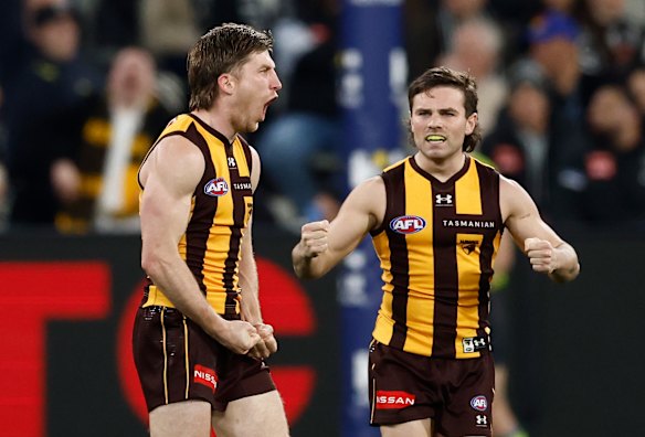 Ready to roll: Small forwards Dylan Moore and Nick Watson will be key weapons against the Brisbane Lions on Saturday.