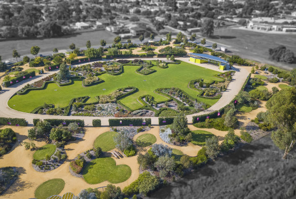 There are sculpted lawns, rounded beds and graphic lines