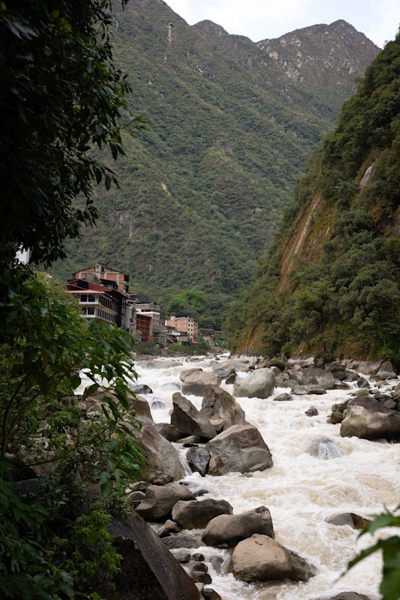 The Urubamba River, near Aguas Calientes, in a lush valley at the base of the mountains below Machu Picchu.