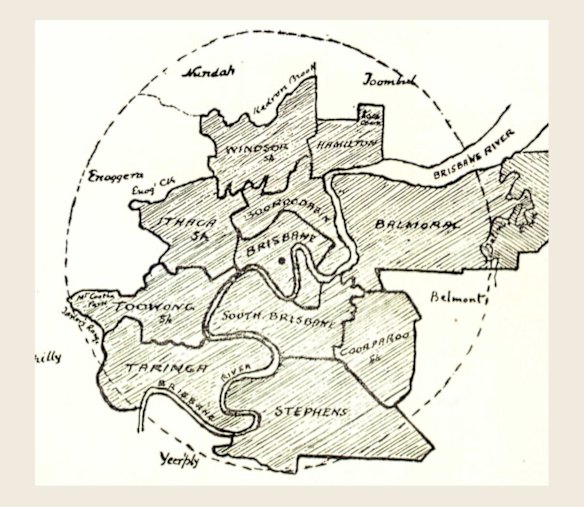 The towns and shires that formed the City of Brisbane in 1925.