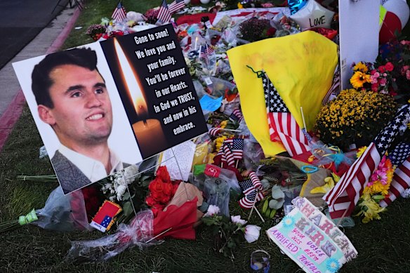 A memorial for Turning Point USA CEO and co-founder Charlie Kirk in Utah.