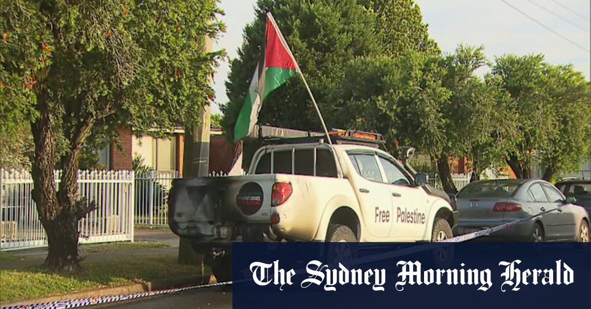 Ute plastered with pro-Palestinian stickers torched in Sydney’s west