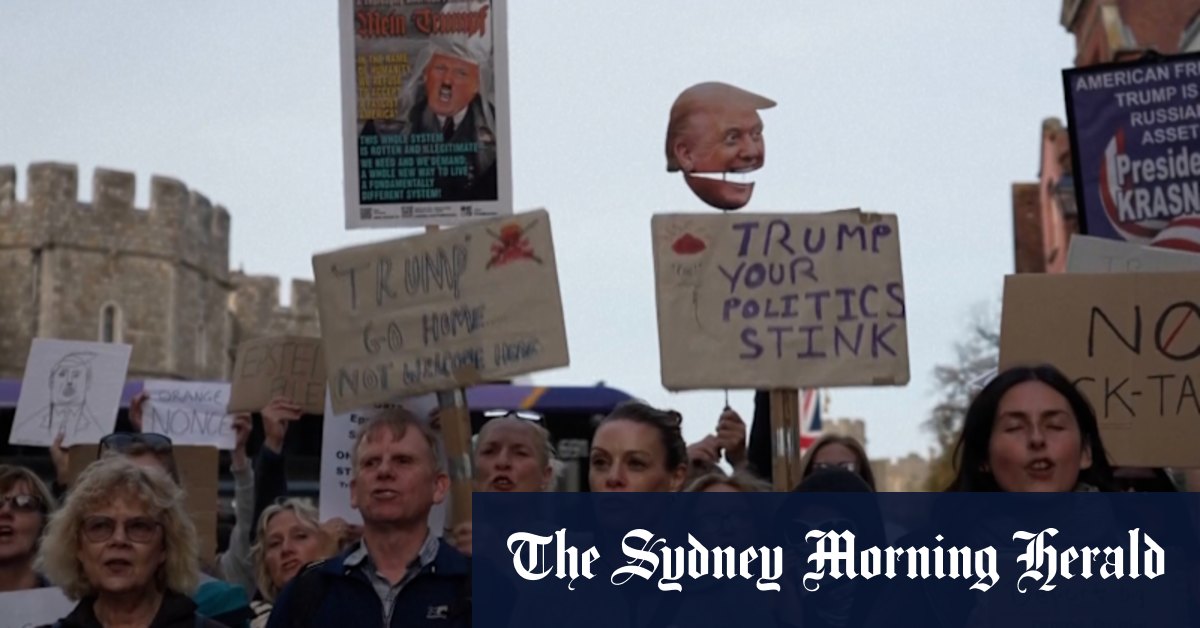 Protest in Windsor against US President Trump’s state visit to the UK