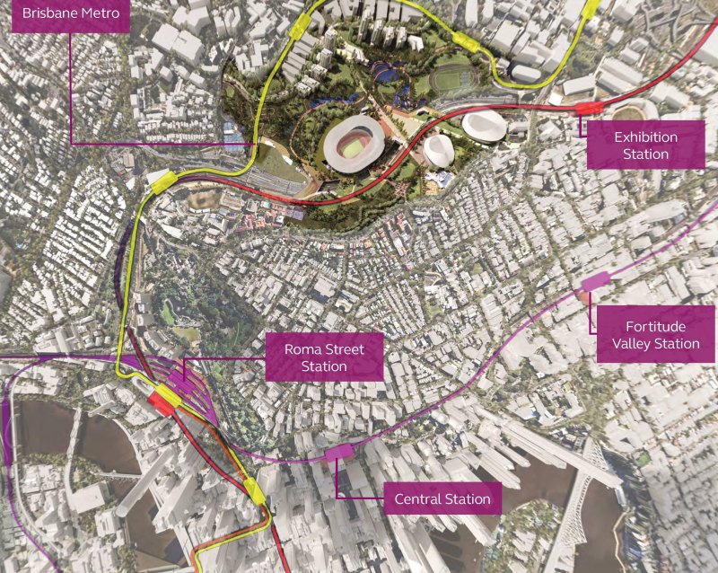 How it could look: Arcadis’ proposal for a new 60,000-seat stadium, a new 18,000-seat aquatic centre and a new 12,000-seat arena at Brisbane’s Victoria Park. 