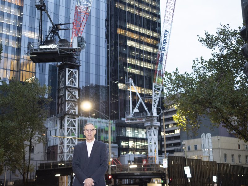Under way: Adrian Pozzo is confident the new Bourke Street tower will fill as it approaches completion in 2026.