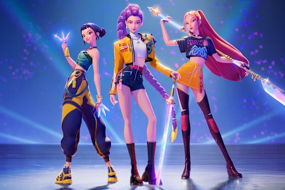 Rumi, Mira and Zoey use their secret identities as demon hunters in the Netflix film when they aren’t selling out stadiums.