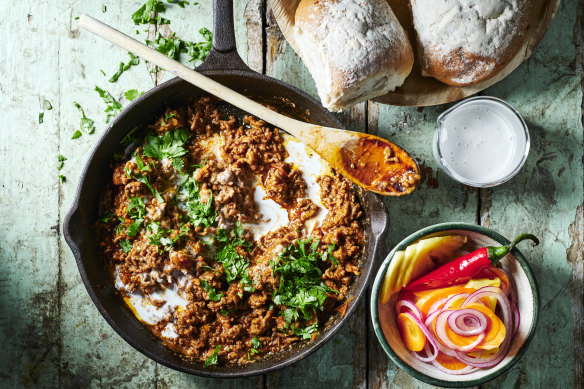 Use the soft rolls to mop up all the juices from the spicy minced lamb.