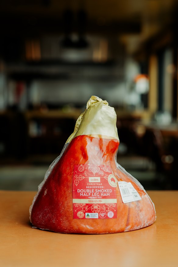 Coles beechwood double-smoked half leg ham.