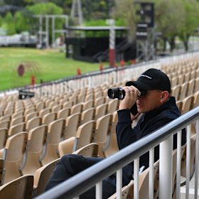 Chris Waller keeping a keen eye on his horses at Flemington.