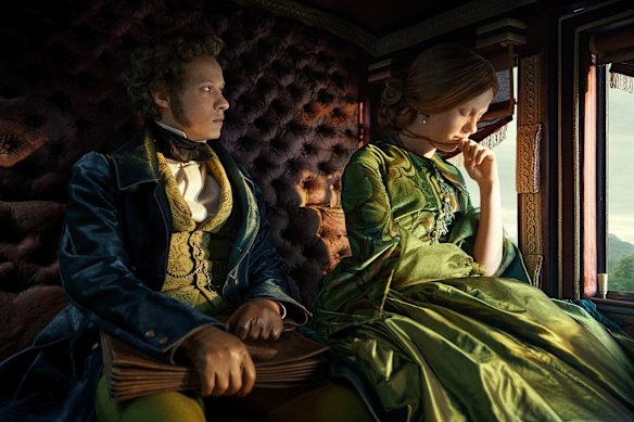 William Frankenstein (Felix Kammerer) and Elizabeth Lavenza (Mia Goth).