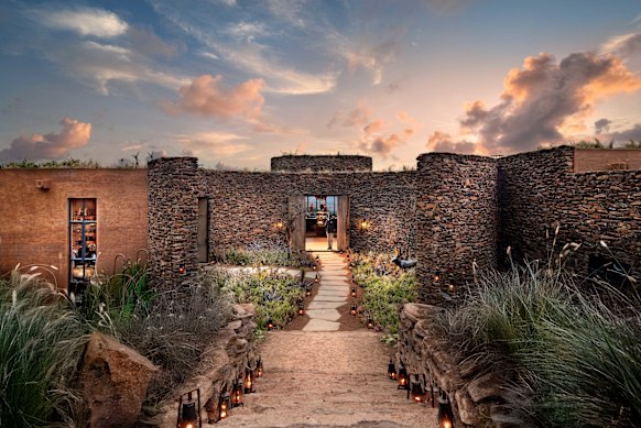 The lodge’s arrival courtyard.