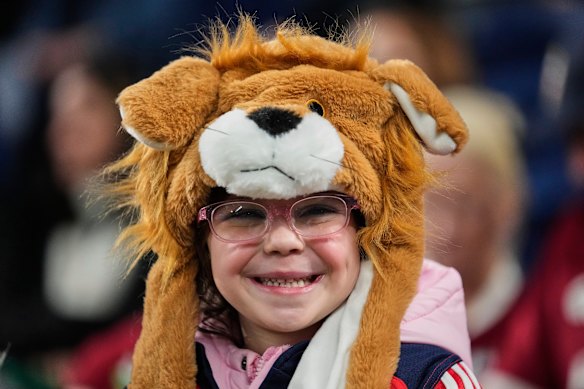 A young Lions fan gets into the action.
