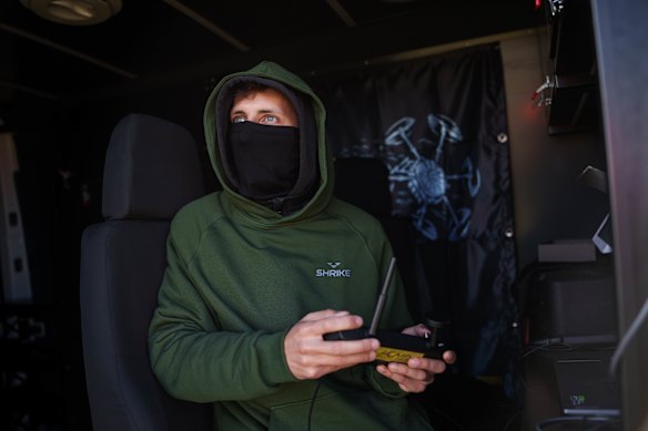 A drone pilot operates the new StarGate at an undisclosed location in Ukraine.