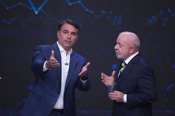Flavio Bolsonaro and incumbent President Luiz Igacio Lula da Silva (right) are neck and neck in the polls heading into Sunday’s final round of voting.