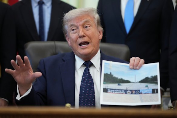 Asked why he was focused on the pool project Trump said, “Our country is about beauty, cleanliness, safety, great people. Not a filthy capital.”