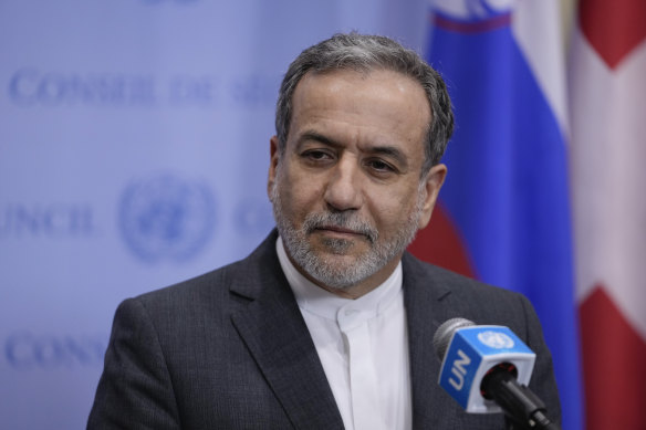 Iranian Foreign Minister Abbas Araghchi speaks during a news conference, at UN headquarters last week.