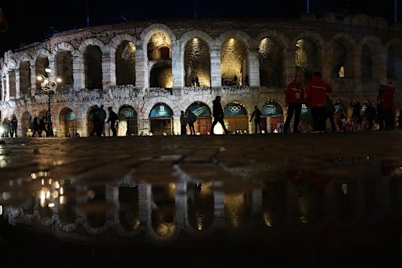 The closing ceremony arena in Verona.