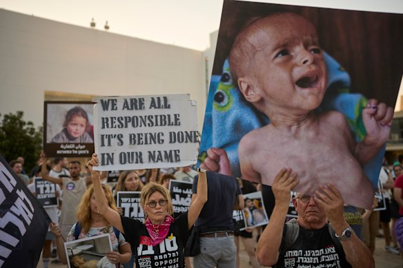 Israeli activists take part in a protest against the war. This photo was taken on July 22.