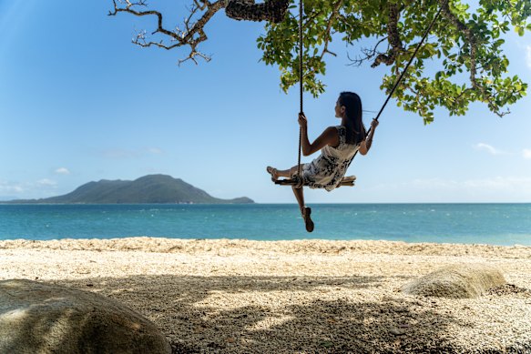 In the swing of it – Nudey Beach, Fitzroy Island.