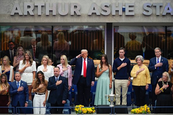 Trump was joined by Attorney-General Pam Bondi, chief of staff Susie Wiles, son-in-law Jared Kushner and granddaughter Arabella Kushner, and Treasury Secretary Scott Bessent.