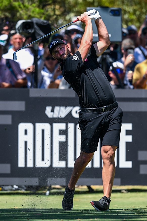 Jon Rahm tees off during day four of LIV Adelaide at The Grange Golf Club in February.