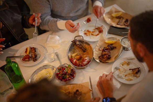 A plethora of ceramic plates to share at Homer, Cronulla.
