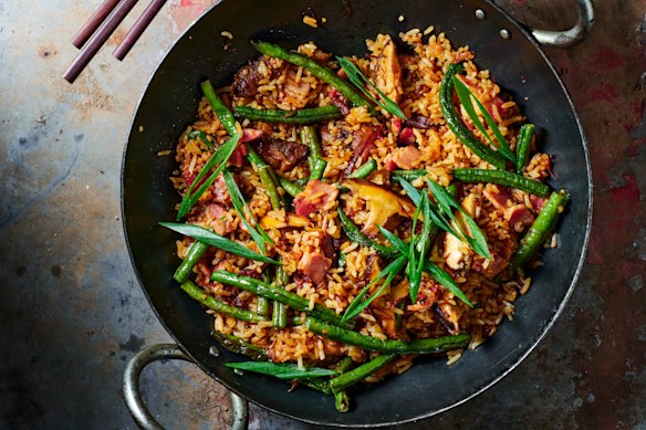 XO, shiitake mushroom and bacon fried rice.