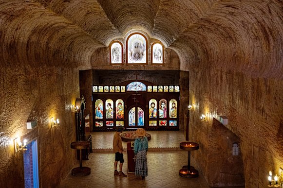 Coober Pedy’s unique subterranean Serbian Orthodox Church in outback South Australia.