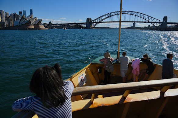Passengers aboard the Collaroy in August 2023, a month before it was retired from the Manly route.