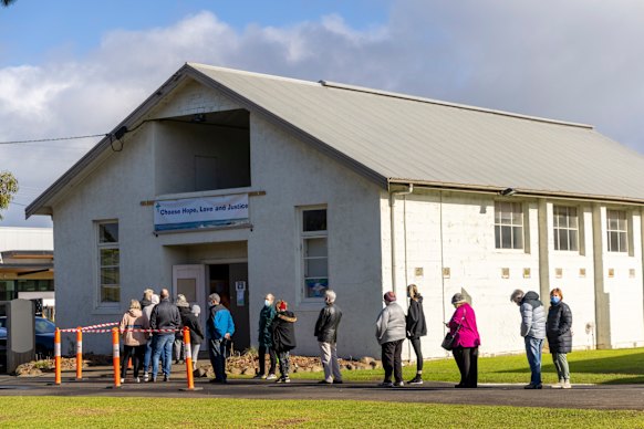 A COVID testing clinic on Phillip Island in 2021. There are still frustrations in regional Victoria about the hangover from the pandemic.