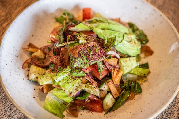 Fattoush salad with avocado at The Royal Hotel.