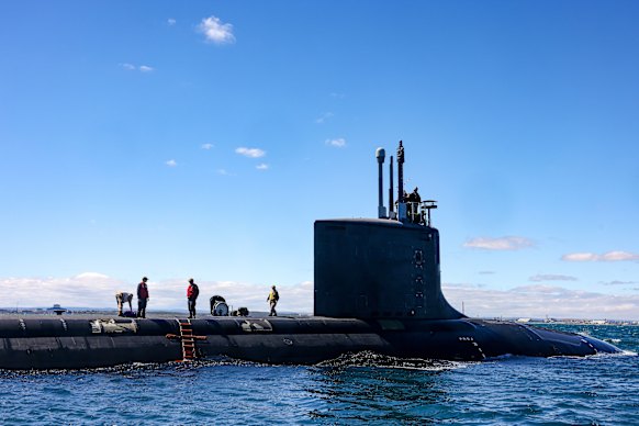 The USS Minnesota, a Virginia-class submarine, sails off Western Australia last month.