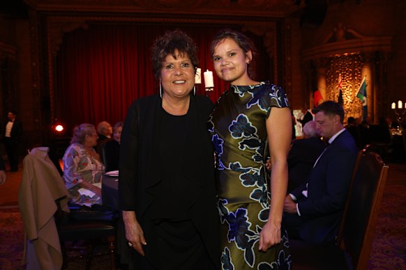 Evonne Goolagong Cawley with Lila McGuire, the actor playing her in a forthcoming miniseries,  at the Night of Champions.