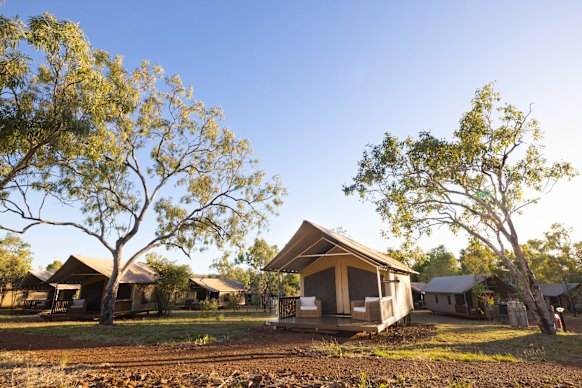 APT’s Bell Gorge Wilderness Lodge features tented cabins with king or twin beds, en suites and outdoor decks.