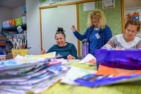 A women’s painting circle session at Thomastown Neighbourhood House. 