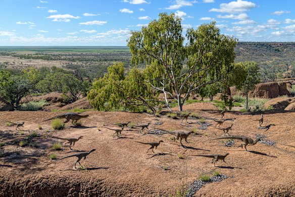 The area is home to what is believed to be the world’s only evidence of a dinosaur stampede - as depicted above.