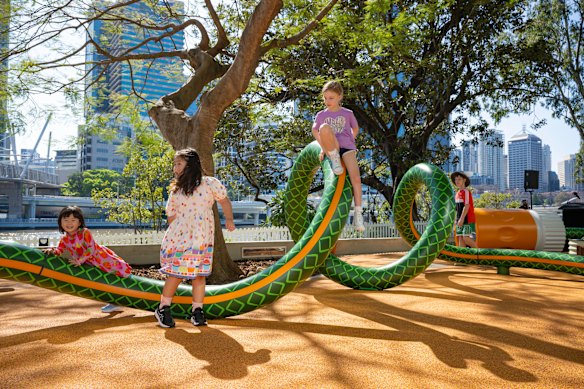 The work is designed to encourage children to play on it. 