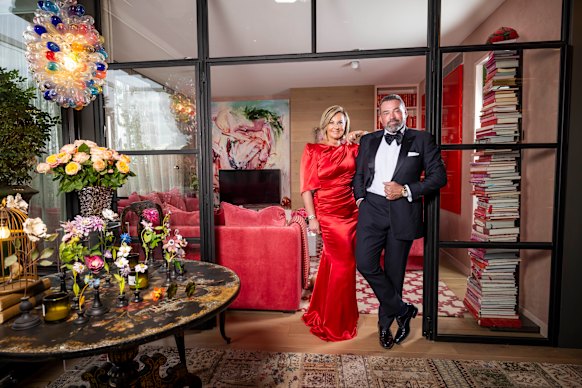 Feel free to skip levels and dress for cocktails at home. Event organisers Chyka and Bruce Keebaugh from The Big Group at home in Melbourne.